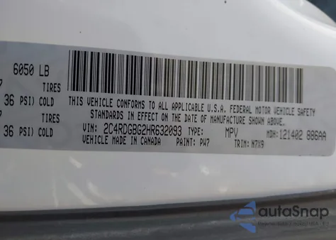 2017 Dodge Grand Caravan Se Plus from USA, damaged, VIN 2C4RDGBG2HR632093